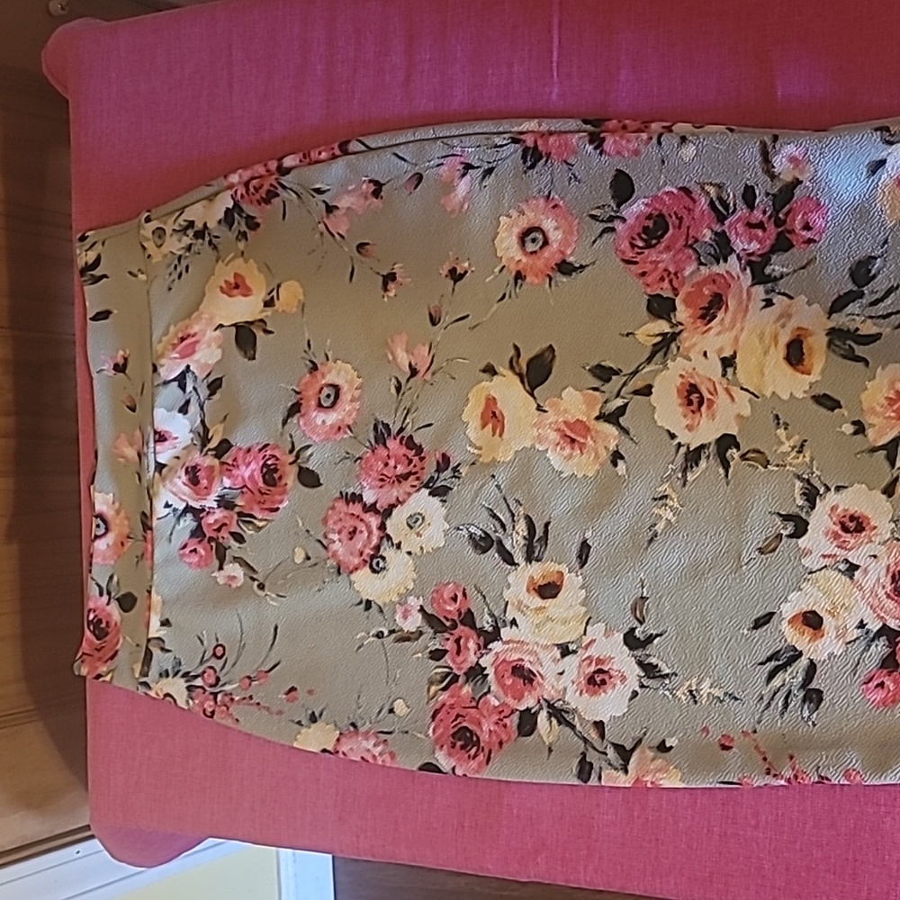 Vibe Floral Pencil Skirt with Pink and Yellow Accents